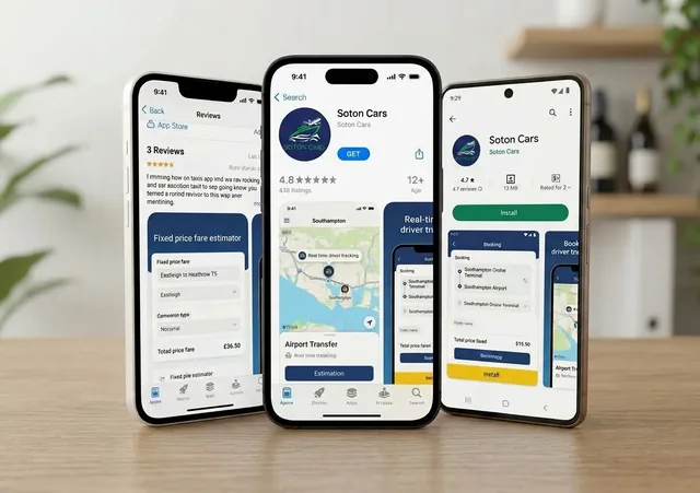 Soton Cars mobile app screens